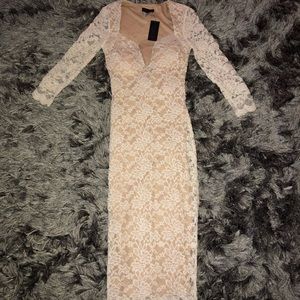 Lace white midi dress
